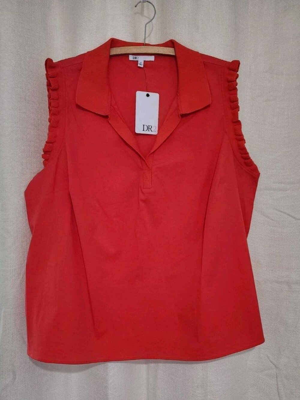 DR2 Women's Blouse Ruffled Tank Top Orange Size 3X NWT